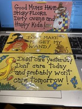 Job Lot 3 Metal Fun Signs  Includes Good Mums Have Sticky Floors And Happy Kids