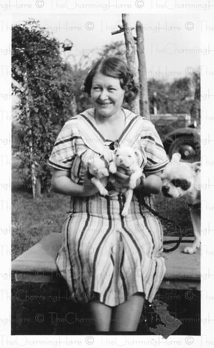Vintage photo woman striped - vintage,