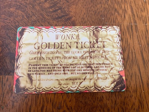 Willy wonka golden ticket card - willy,