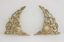 Victorian Brass Furniture Ormolu Mount Antique Old Rococo Leaf Clock Koi Fish