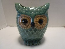 Vintage Heavy Owl Green Vase