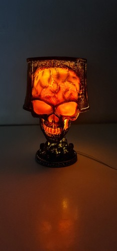Gothic flaming skull led table - flaming,