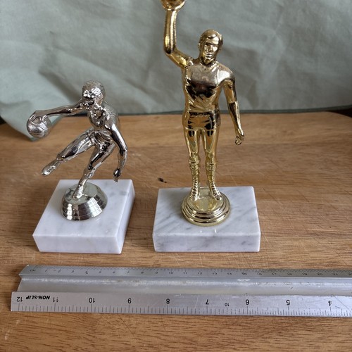 Pair basketball trophies - basketball,
