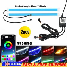 Sequential RGB LED Strip Turn Signal Indicator Car DRL Daytime Running Light 2PC