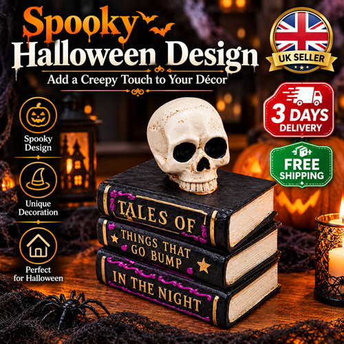 Halloween stacked books - halloween, skull