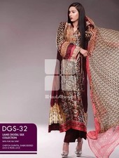 Gul ahmed Orginal Lamis Silk Collection 3pc Stitched Suit Brand New SizeMedium