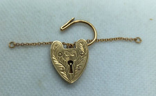 Large Floral 9ct yellow gold 16mm padlock clasp safety chain 3 grams