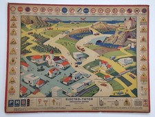 Vintage 1950s Electro Tutor French Educational Game-showing road signs of France