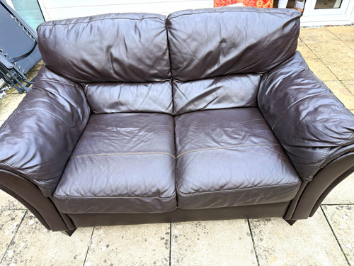 Brown leather seater - brown, 2