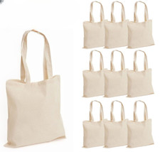 LONG HANDLE Shopping Bag Bright Natural tote Bag For Life 100% Cotton Canvas lot