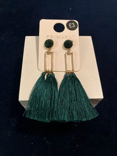 Primark green fringed earrings
