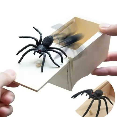 Wooden prank spider scare box - scare,