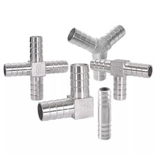 STAINLESS STEEL PIPE FITTING BARBED HOSE TAIL JOINER TUBING CONNECTOR AIR WATER