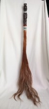 African Ethnic Carved Wood & Red Brown Horse Hair Tail Fly Swat