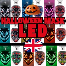 Purge Inspired Halloween Mask LED Scary Light Up Cosplay Fancy Costume Neon