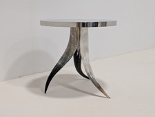 HORN POLISHED NICKEL SIDE TABLE Excellent Condition SAVE £££