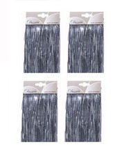 4 Silver Lametta Foil Tinsel Garland Strands Christmas Tree Decor 50cm x 40cm