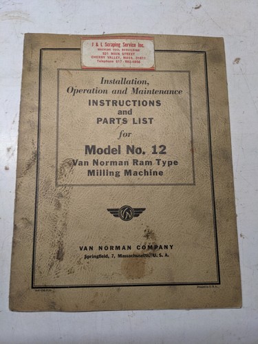 Van norman milling machine - norman,