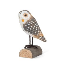 Brown Owl On Log Figurine