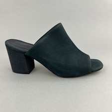 Jigsaw Navy Nubuck Leather Slip On Heeled Mules Open Toe Shoes Size EU39 UK6