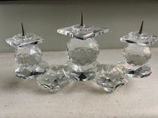 Swarovski Crystal Triple Candlestick holder. Rare. Vintage, over 40 years old.