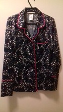 Tabitha Webb Ladies Navy Star Print Long Sleeve Pyjama Top & Bag - Size 10-12