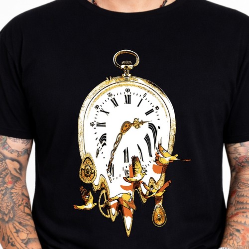 Melting clock shirt surreal - melting,