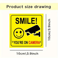 Smile You're on Camera - CCTV Stickers Security Stickers Home Business - 1 Pc