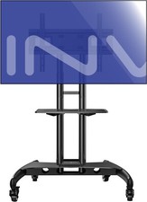 Invision Mobile TV Floor Stand for 32-75” TVs on Wheels Anti-Tip Trolley Cart