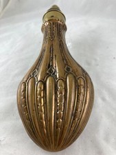 Antique Brass Powder Flask G & J W Hawksley Pear Shape Acanthus leaves Pattern