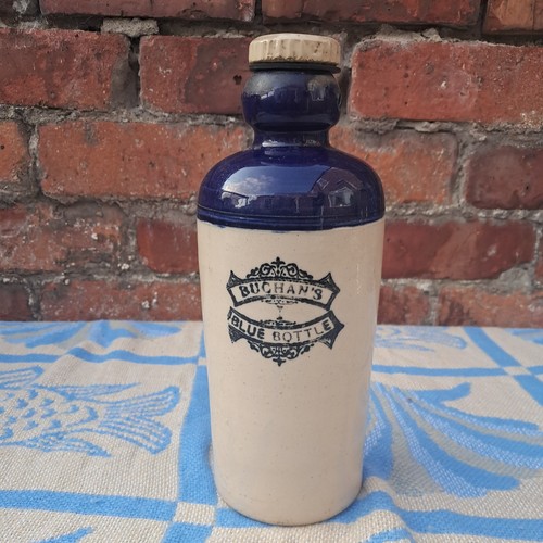 Buchans stoneware blue bottle