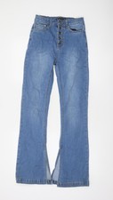 I Saw It First Womens Blue High Rise Flared Denim Jeans Size 8