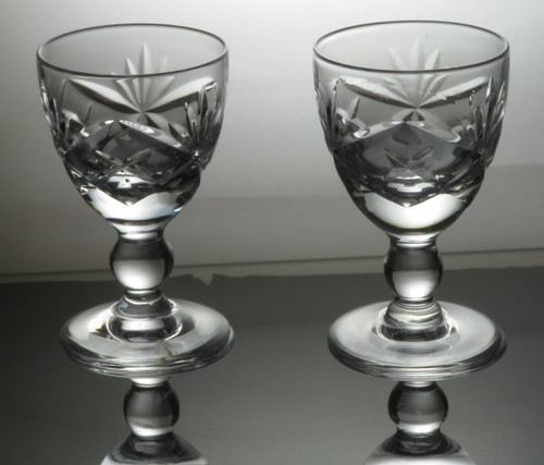 Pair hand cut crystal liqueur - hand,