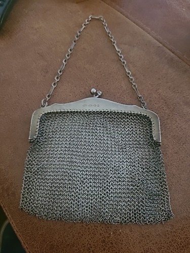 Antique silver mesh flapper - antique,