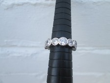 925 STERLING SILVER DIAMANTE CLEAR STONE STUDDED ETERNITY RING UK SIZE L 1/2