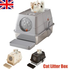 Stainless Steel Litter Box With Flip Lid High Sided Cat Litter Trays Detachable