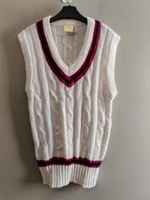 David Gower Open Championship Cricket Sweater Vest Cable Knit Vintage Medium 