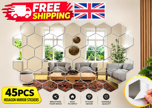 45pcs hexagon mirror wall - 45pcs,