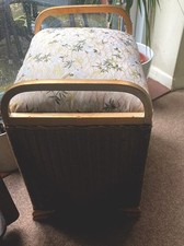 Retro Vintage Gold Lloyd Loom Lusty Dressing Stool Chest Ottoman