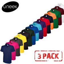 3 PACK Uneek Classic Unisex Polo Shirt UC101 Short Sleeve Work Wear Top