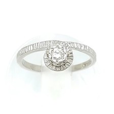 Vintage 9ct White Gold 0.10 Diamond Twist Drop Solitaire Ladies Ring Size N 1/2