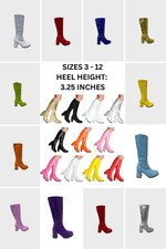 NEW WOMENS MENS FANCY DRESS PARTY GO GO BOOTS 60s 70s DISCO RETRO SIZES UK3-UK12