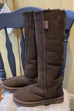 Celtic & Co Handmade Knee High Sheepskin Boots Brown Size 6 Excellent Worn Twice