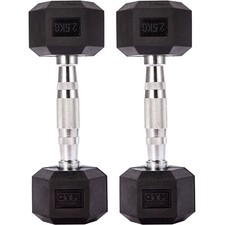 REBOXED Pair of Hex Dumbbells 2.5kg Cast Iron Rubber Encased Home Gym Weights