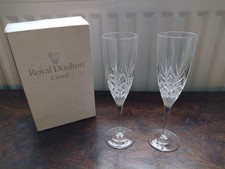 Pair of Royal Doulton Finest Crystal D.I.C. Monique Champagne Flutes