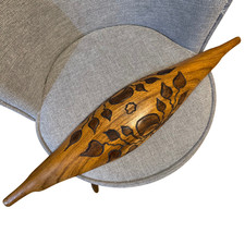 Carved large wooden oval bowl