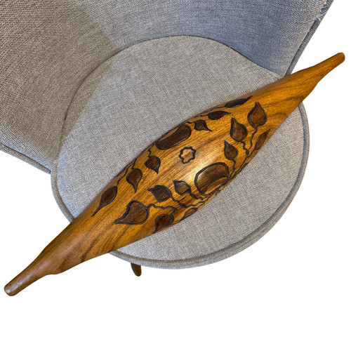 Carved large wooden oval - , bowl