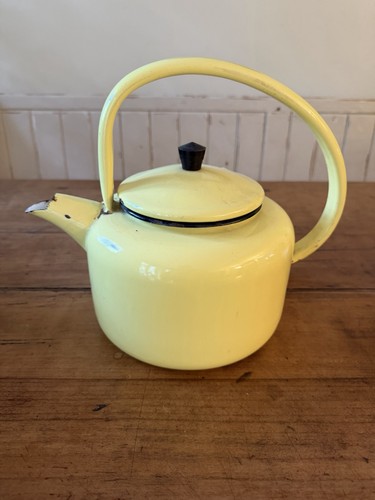 Vintage french enamel kettle - vintage,