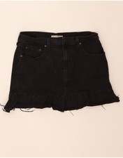 LEVI'S Womens Mile High Denim Mini Ruffle Skirt W32 Large Black Cotton DS19