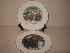 2 x  CHRISTMAS    PLATES  -   HOLLY CART  & PATH TO THE CHURCH    -  COALPORT